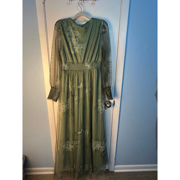 Baltic Born Layla Tulle Maxi Dress XL Green Floral Formal Wedding Bridesmaid NWT - Picture 5 of 9
